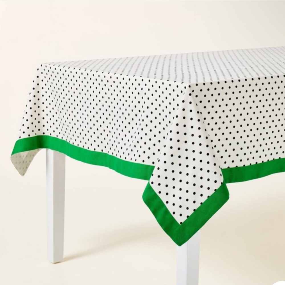 Kate Spade X Target Polka Dot Tablecloth with Green Trim